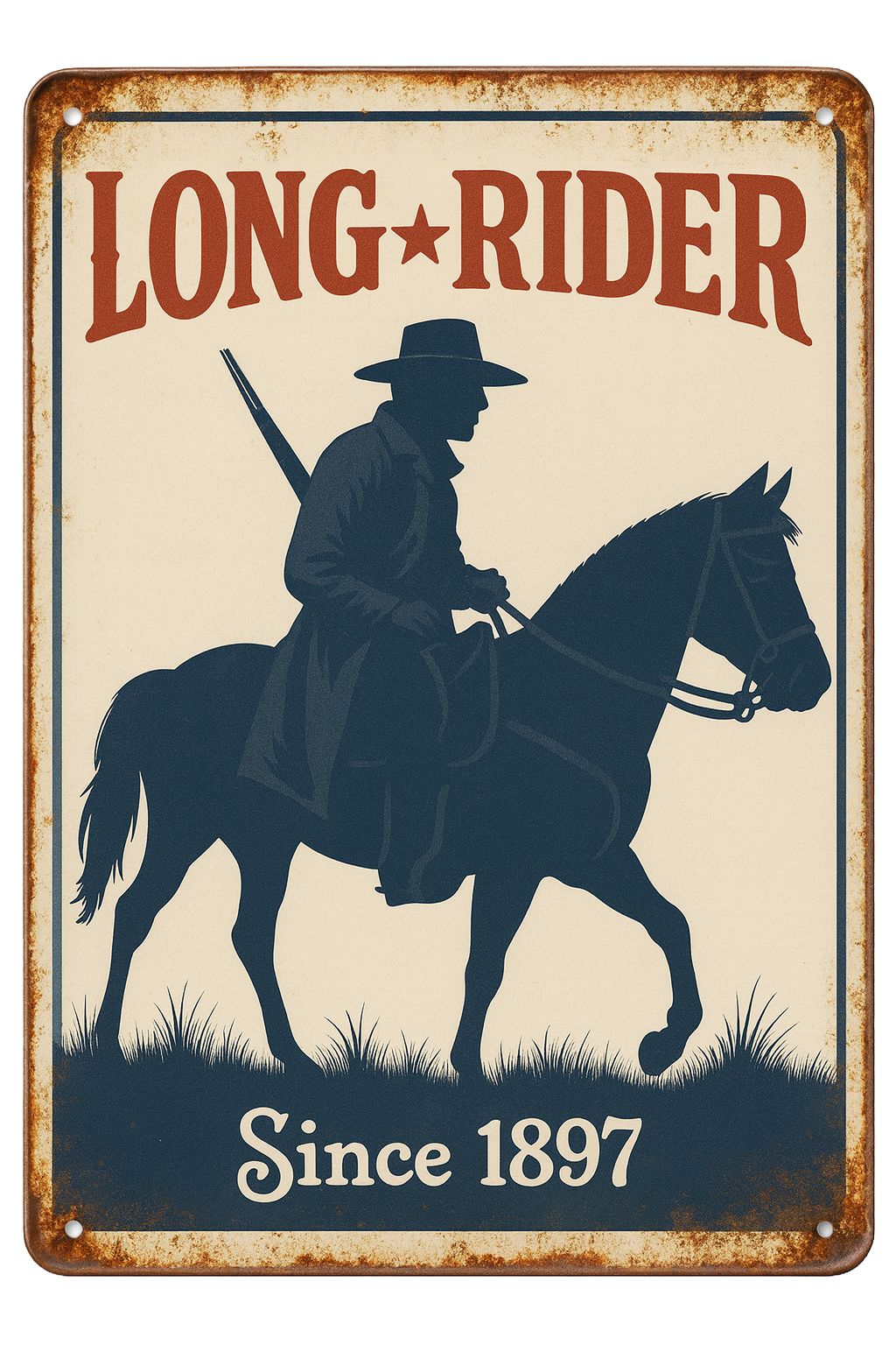 Long Rider Metal Sign